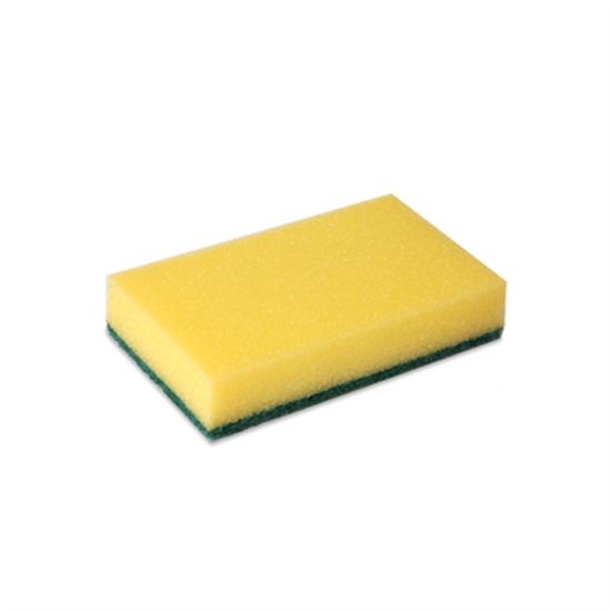 Schuurspons geel met groen vlies 14x9x3cm 10/pk - 105062