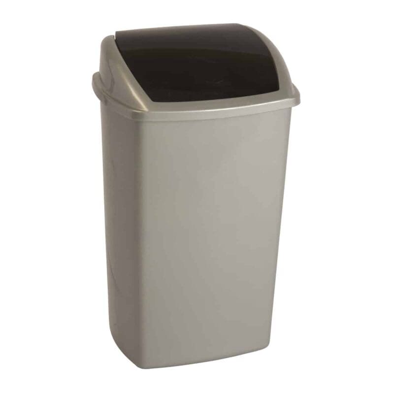 Afvalbak met Swing deksel 50 liter grijs, zwart - VB 200918