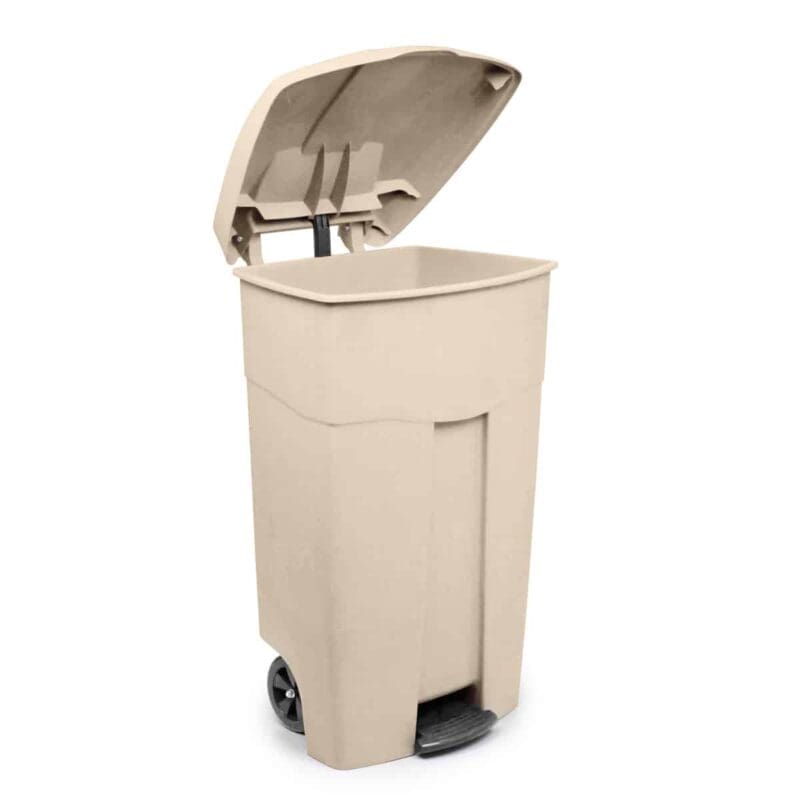 Verrijdbare container met pedaal 125 liter creme - VB 079939