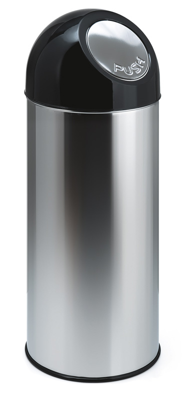 Afvalbak met pushdeksel 55 liter RVS, zwart - VB 470001