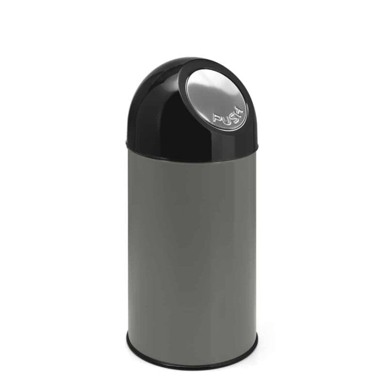 Afvalbak met pushdeksel 40 liter metallic, zwart - VB 480001