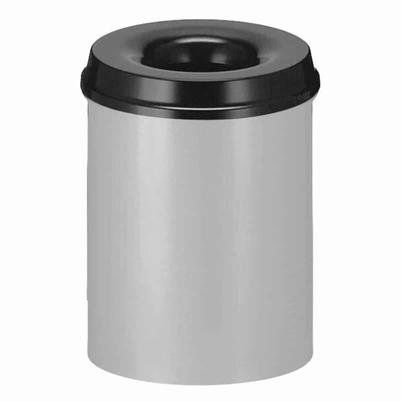 Vlamdovende papierbak 15 liter aluminiumgrijs, zwart - VB 101500