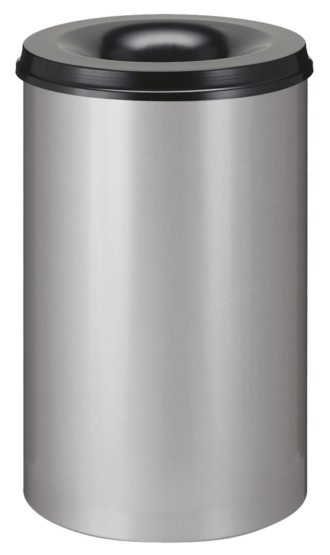Vlamdovende papierbak 15 liter mat RVS, zwart - VB 101500