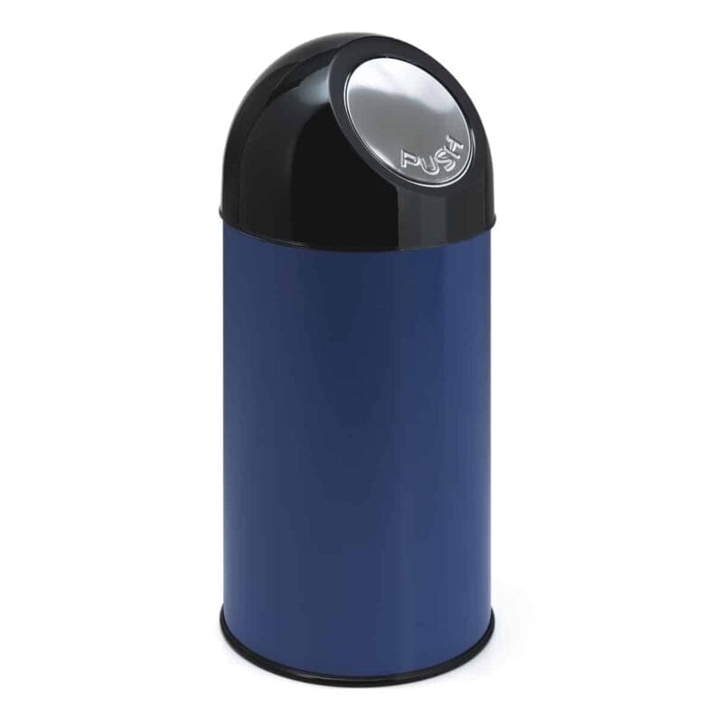 Afvalbak met pushdeksel 40 liter blauw, zwart - VB 480001