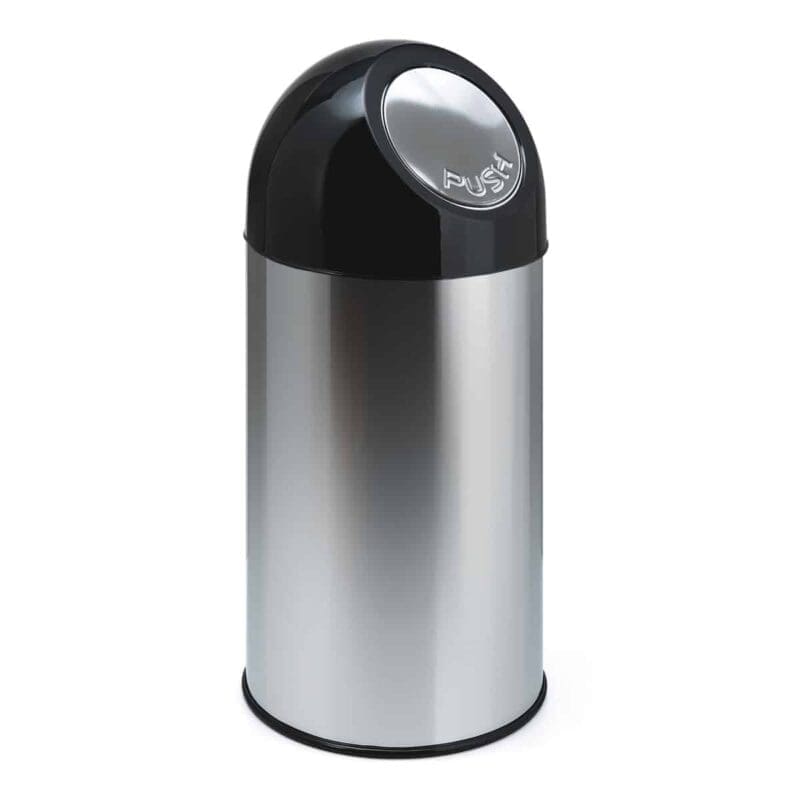 Afvalbak met pushdeksel 40 liter RVS, zwart - VB 480001