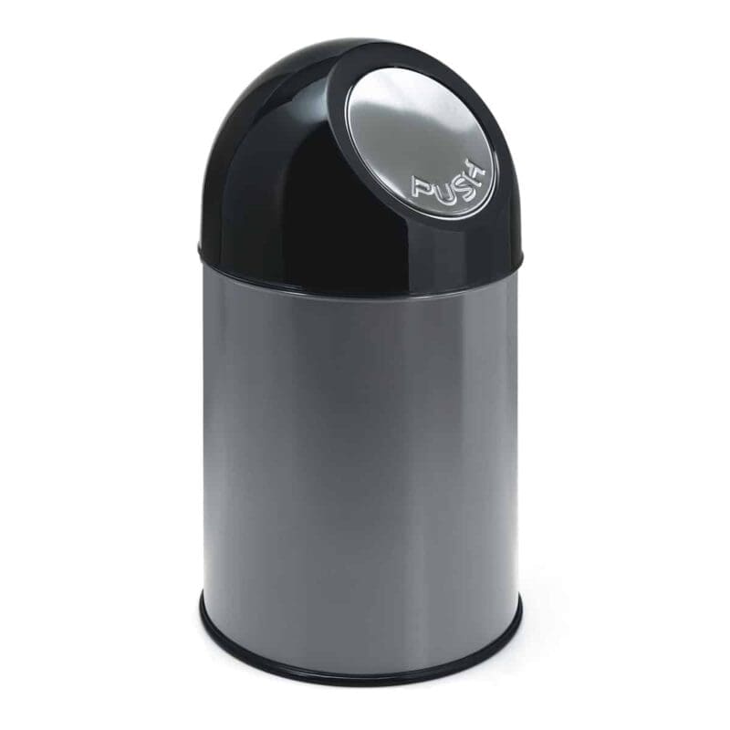Afvalbak met pushdeksel 30 liter metallic, zwart - VB 460001