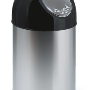 Afvalbak met pushdeksel 30 liter RVS, zwart - VB 460001
