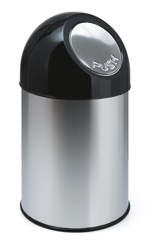 Afvalbak met pushdeksel 30 liter RVS, zwart - VB 460001