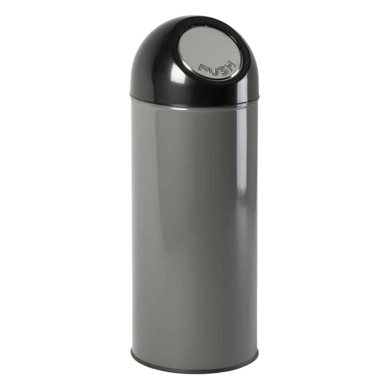 Afvalbak met pushdeksel 55 liter metallic, zwart - VB 470001