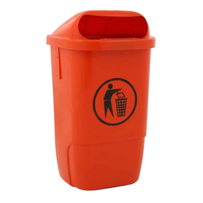 Kunststof buitenafvalbak h74 oranje - VB 870000