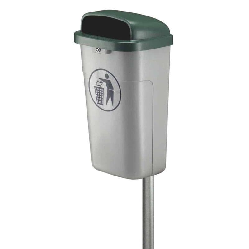 Vuurbestendige buitenafvalbak grijs/groen - VB 500200