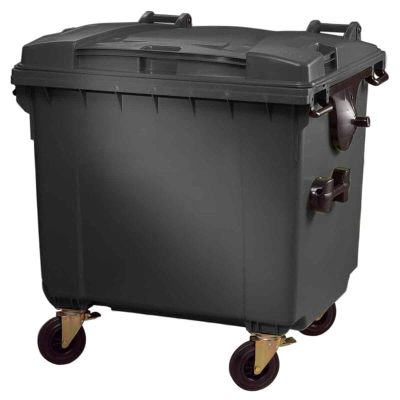 Container 1100L grijs met vlak deksel - VB 100090