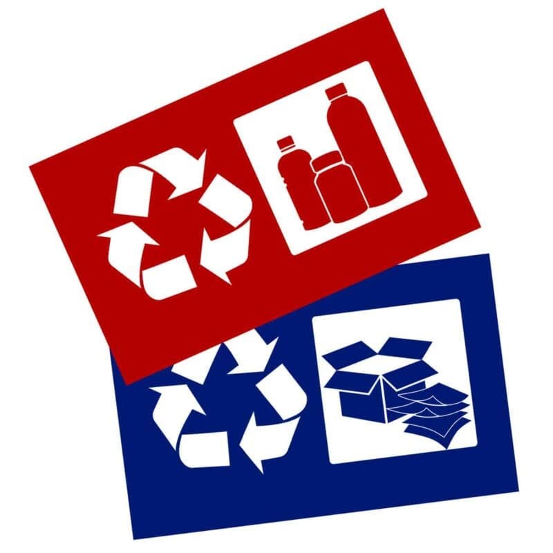 Stickerset afvalscheiding blauw, rood - VB 033681