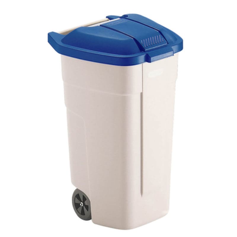 Mobiele container 110 liter beige, blauw - VB 002900