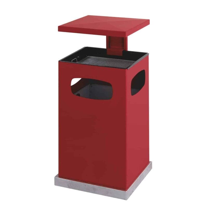 As-papierbak met afneembaar afdak 80 liter rood - VB 221222