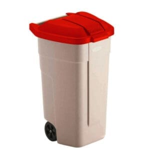 Mobiele container 110 liter beige, rood - VB 002900