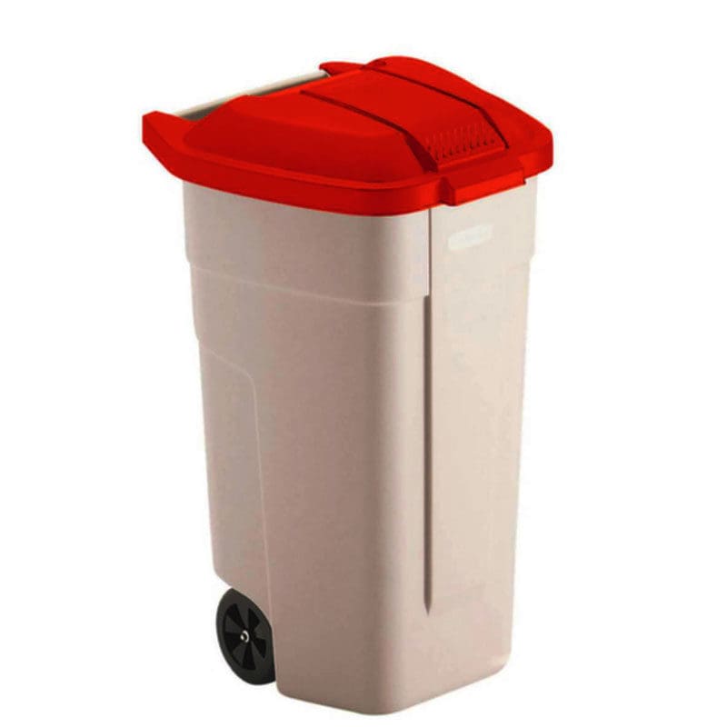 Mobiele container 110 liter beige, rood - VB 002900