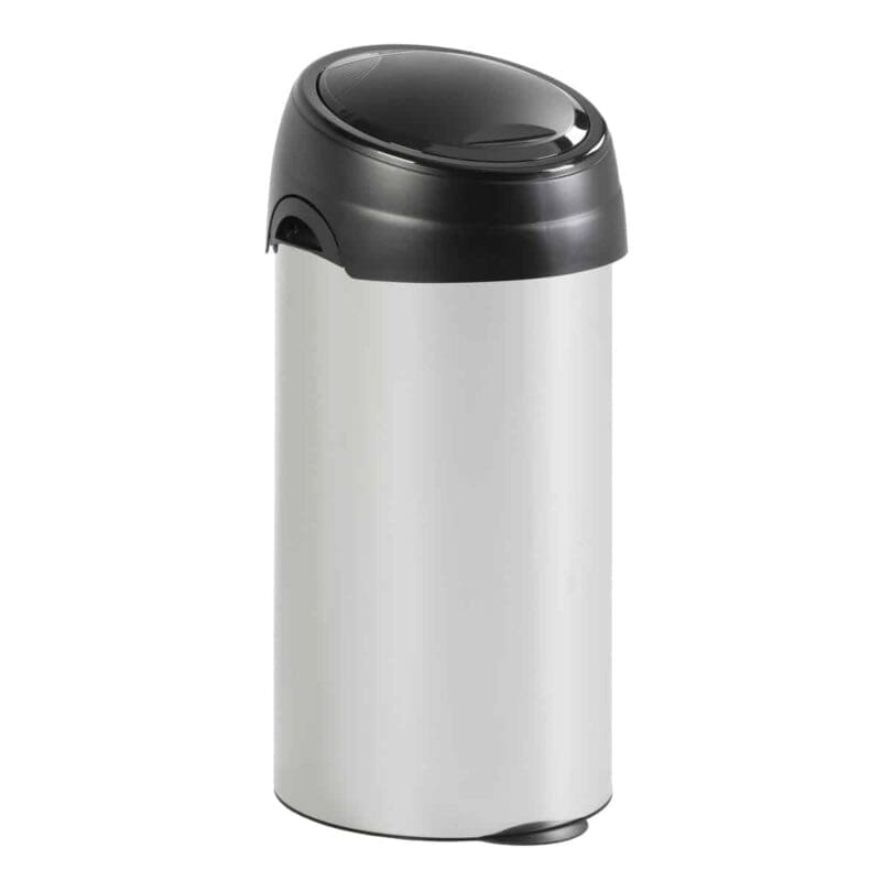 Ronde afvalbak met touchdeksel 60L aluminiumgrijs/zwart - VB 243703