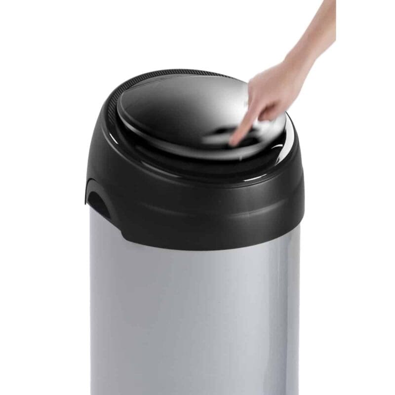 Ronde afvalbak met touchdeksel 60L aluminiumgrijs/zwart - VB 243703 - Afbeelding 2