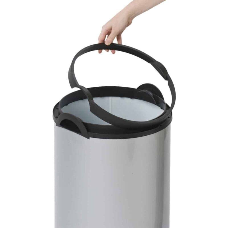 Ronde afvalbak met touchdeksel 60L aluminiumgrijs/zwart - VB 243703 - Afbeelding 3