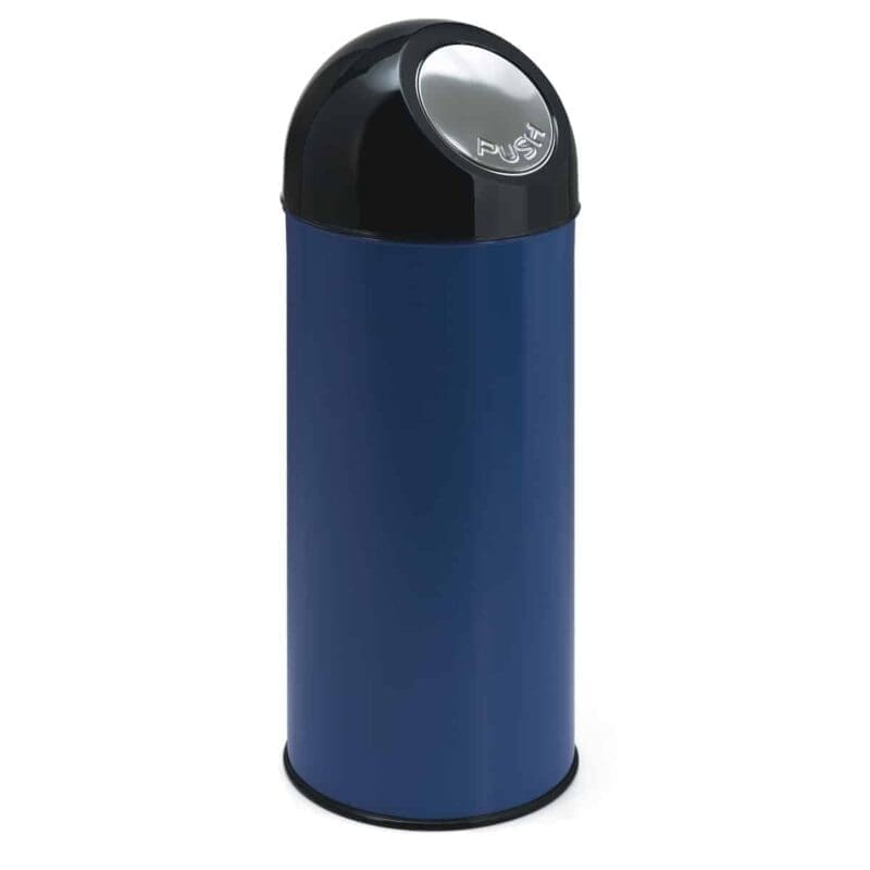 Afvalbak met pushdeksel en binnenemmer 55 liter blauw, zwart - VB 470002