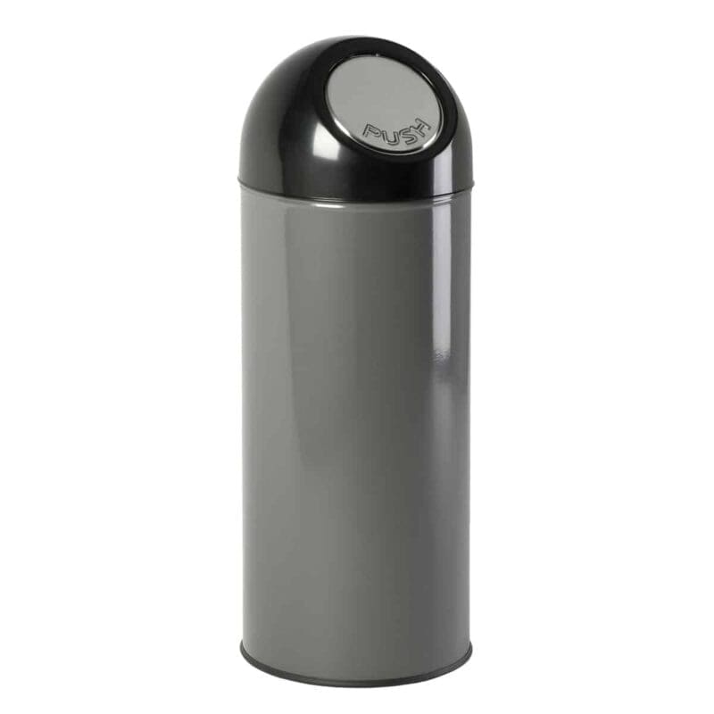 Afvalbak met pushdeksel en binnenemmer 55 liter metallic, zwart - VB 470002