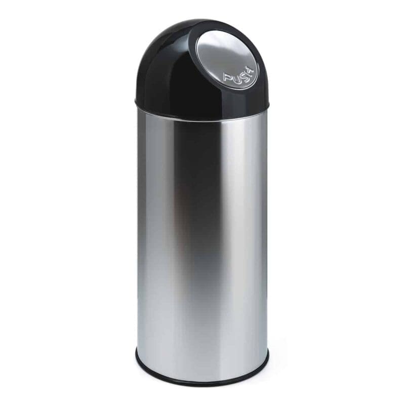 Afvalbak met pushdeksel en binnenemmer 55 liter RVS, zwart - VB 470002
