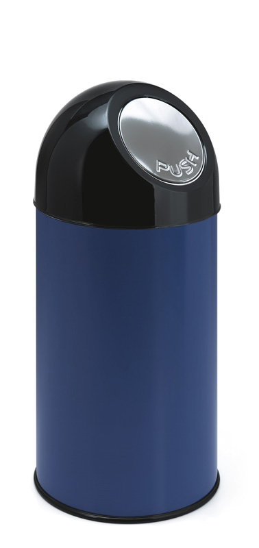 Afvalbak met pushdeksel en binnenemmer 40 liter blauw, zwart - VB 480002