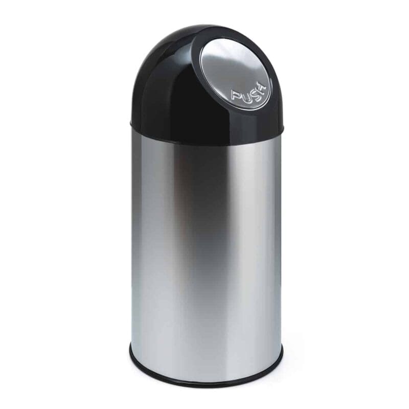 Afvalbak met pushdeksel en binnenemmer 40 liter RVS, zwart - VB 480002