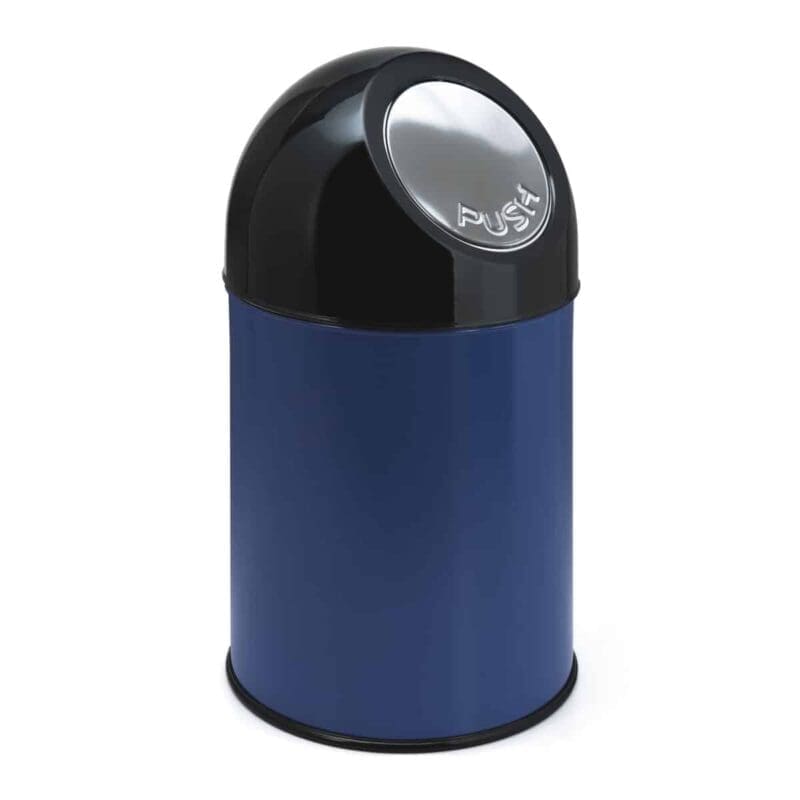Afvalbak met pushdeksel en binnenemmer 30 liter blauw, zwart - VB 460002