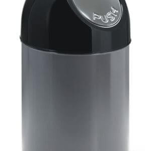 Afvalbak met pushdeksel en binnenemmer 30 liter metallic, zwart - VB 460002 - Afbeelding 2