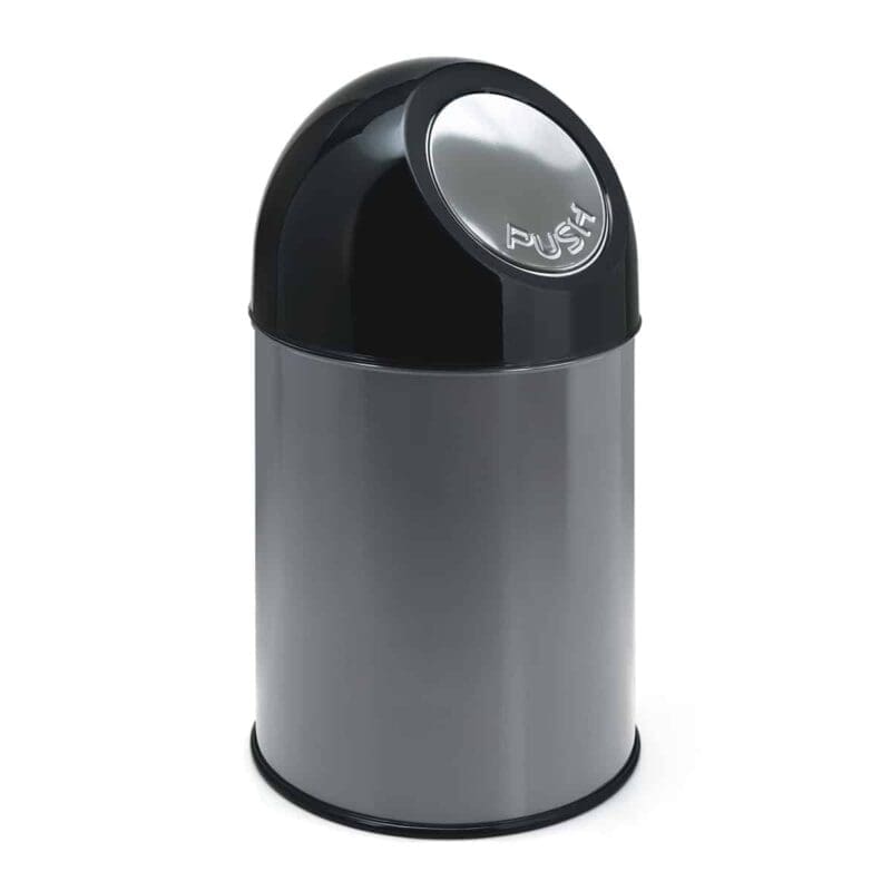 Afvalbak met pushdeksel en binnenemmer 30 liter metallic, zwart - VB 460002