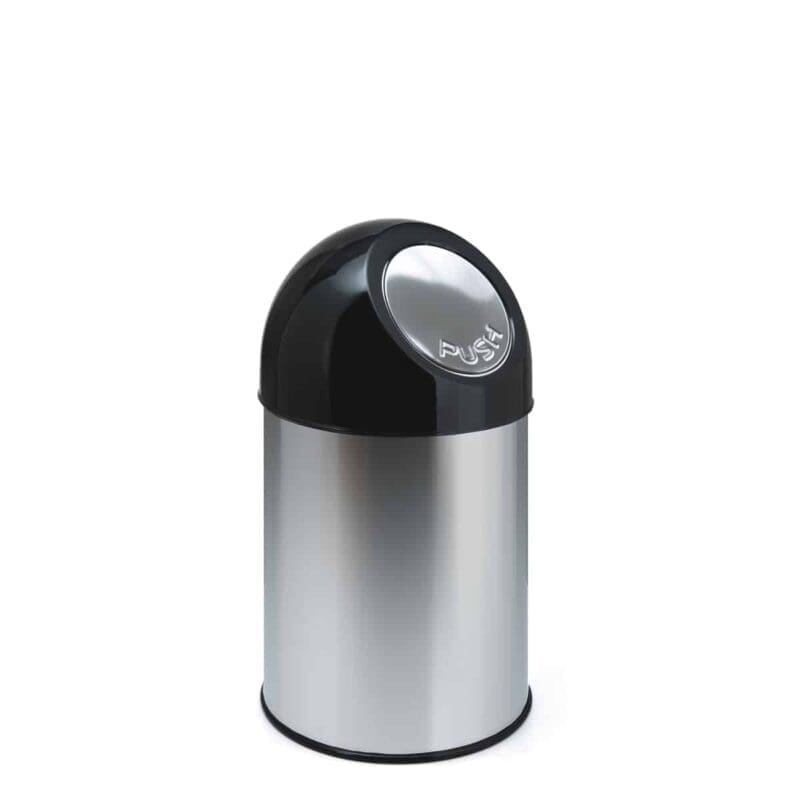 Afvalbak met pushdeksel en binnenemmer 30 liter RVS, zwart - VB 460002