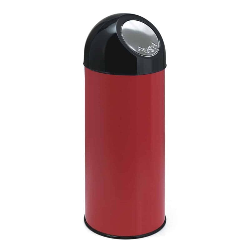 Afvalbak met pushdeksel en binnenemmer 55 liter rood, zwart - VB 470002