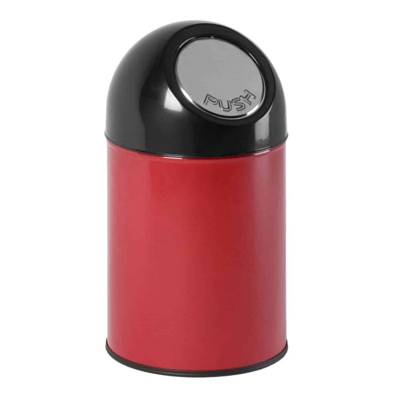 Afvalbak met pushdeksel en binnenemmer 30 liter rood, zwart - VB 460002
