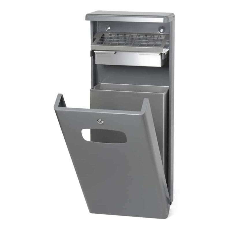 Buitenafvalbak met afdak 32 liter grijs - VB 400010