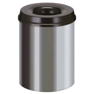 Vlamdovende papierbak 15 liter RVS, zwart - VB 101504