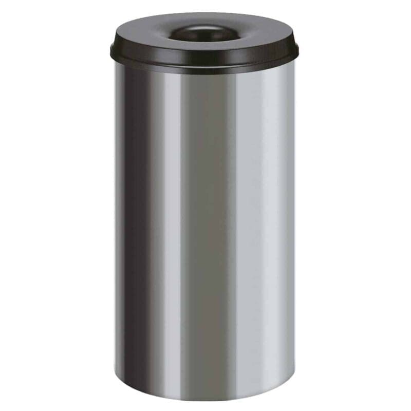 Vlamdovende papierbak 50 liter RVS, zwart - VB 105004