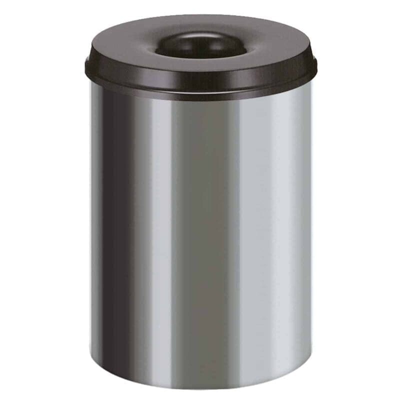 Vlamdovende papierbak 30 liter RVS, zwart - VB 103004