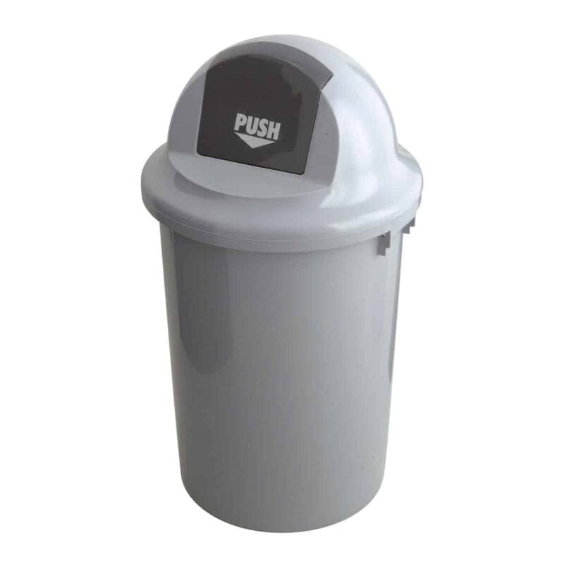 Kunststof afvalbak met klapdeksel 60 liter grijs - VB 200060