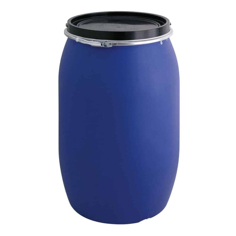 Kunststof ton 120 liter blauw, zwart - VB 205001