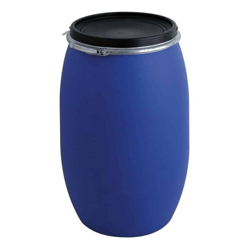 Kunststof ton 220 liter blauw, zwart - VB 225002