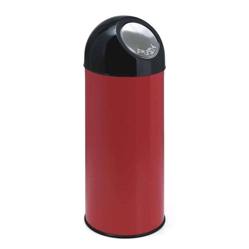 Afvalbak met pushdeksel 55 liter rood, zwart - VB 470001