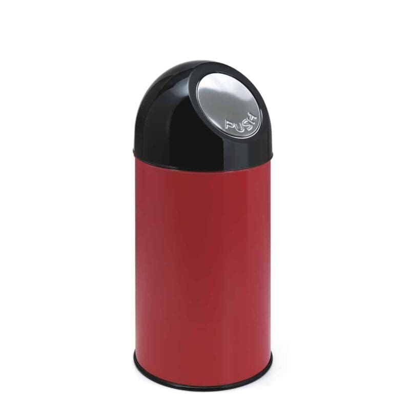 Afvalbak met pushdeksel 40 liter rood, zwart - VB 480001