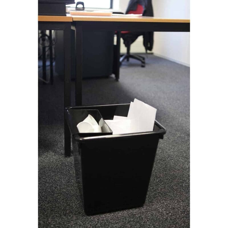 Vierkant tapse papierbak 27 liter zwart - VB 045426 - Afbeelding 10
