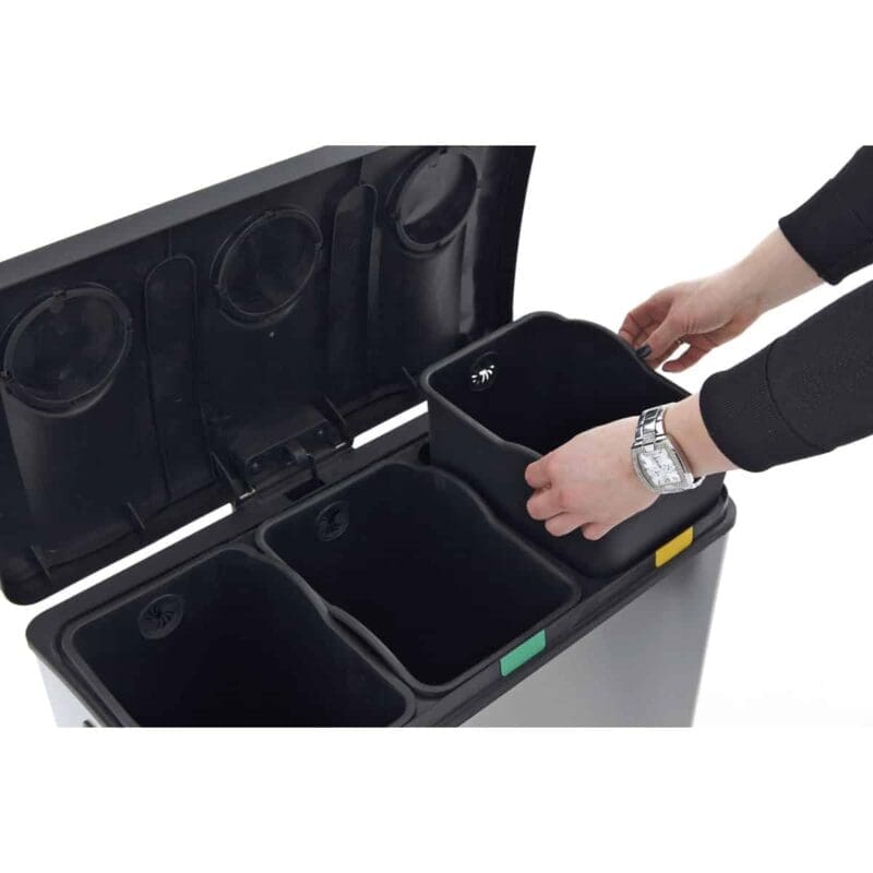 Rejoice recycling pedaalemmer 12+12+12 liter mat RVS - VB 922836 - Afbeelding 3