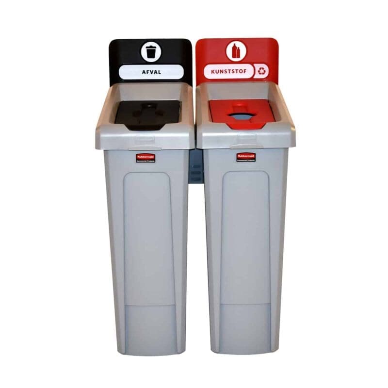 Slim Jim Recyclingstation 2-stroom NL deksel gesloten (zwart)/flessen (rood) grijs, zwart, rood - VB 182015 - Afbeelding 2