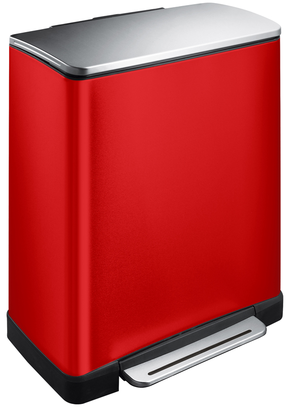 E-Cube recycling pedaalemmer 28+18 liter rood, mat RVS - VB 926846