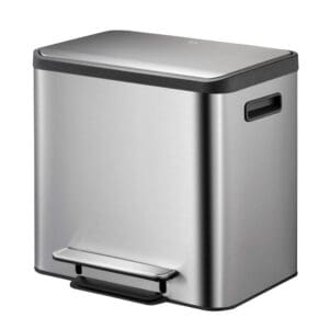 EcoCasa Recycler pedaalemmer 12+12 liter mat RVS - VB 912824 - Afbeelding 2