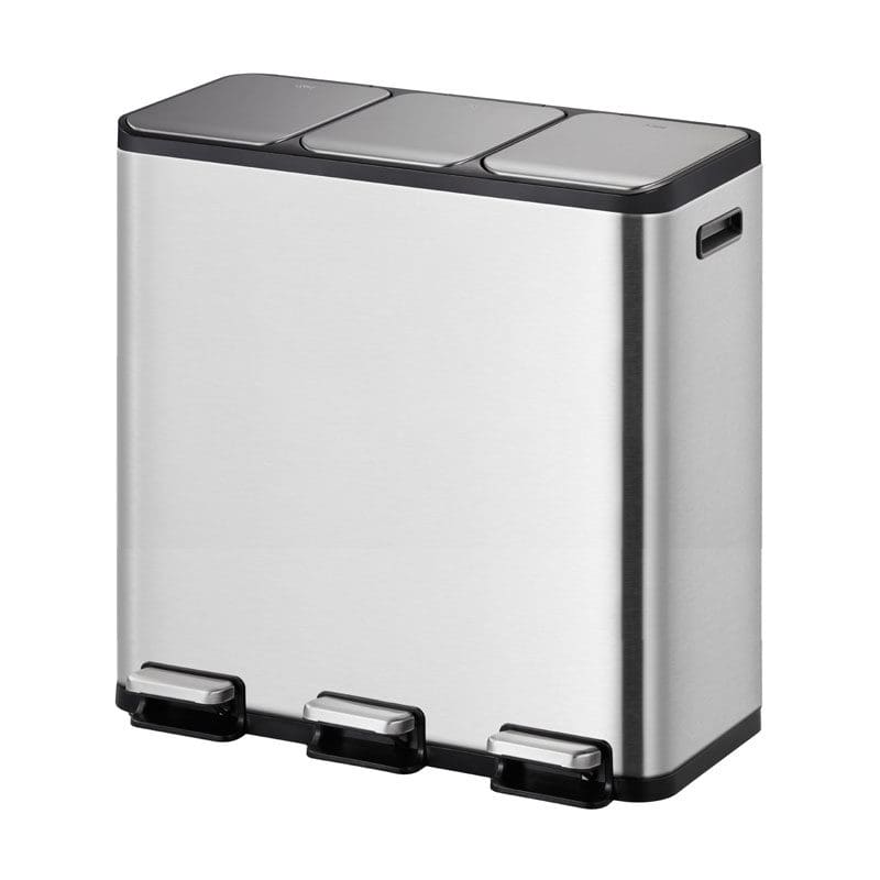 EcoCasa 1 pedaalemmer 15+15+15 liter mat RVS - VB 912945
